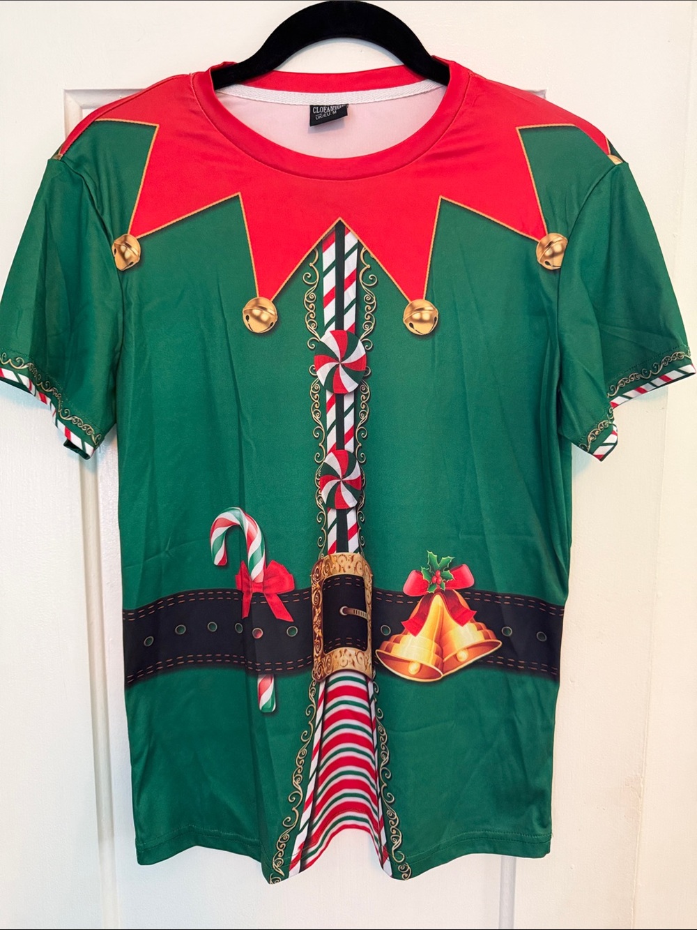 Women’s Holiday Elf Costume T-Shirt - Green & Red